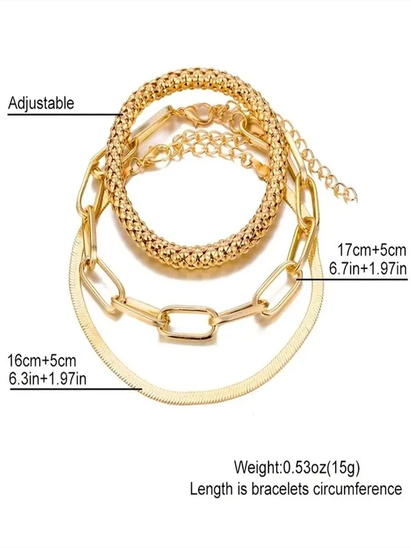 3 Peças/Conjunto Minimalista Pulseira De Corrente - Imagem 3