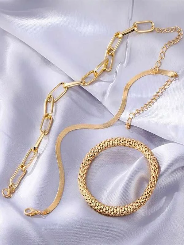 3 Peças/Conjunto Minimalista Pulseira De Corrente - Imagem 4