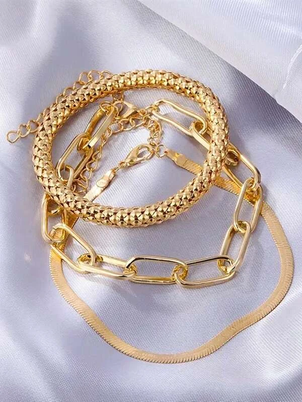 3 Peças/Conjunto Minimalista Pulseira De Corrente - Imagem 5